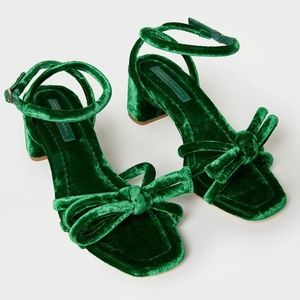 Loeffler Randall Mikel Spruce Bow Mid-Heel Sandal Spruce